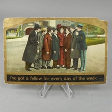 Load image into Gallery viewer, Lot of 7 Antique Vintage Original Post Cards - Funny Love Theme Greetings - circa 1910 - Used and Unused - People Couples Humor Naughty Nice