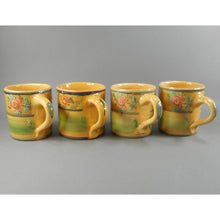 Load image into Gallery viewer, 4 Vintage Veronique Pichon French Rose Design Mugs - Artisan Pottery, Uzes, France