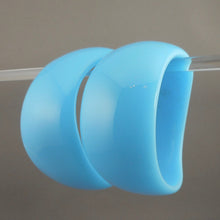 Load image into Gallery viewer, Pair of Vintage 1980s Signed Ben Amun Wave Design Bracelets - Blue Opaque Lucite Resin Plastic - Large Chunky Bangles