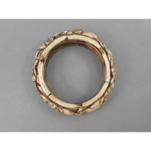 Load image into Gallery viewer, Vintage Carved Layered Cow Bone Bracelet - Elephant and Lion Figures - Large and Heavy Handmade Bangle