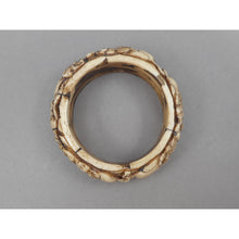 Load image into Gallery viewer, Vintage Carved Layered Cow Bone Bracelet - Elephant and Lion Figures - Large and Heavy Handmade Bangle