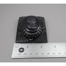Load image into Gallery viewer, Large Vintage 1930s / 1940s Carved Black Bakelite Cameo Brooch - Victorian Revival Mourning Jewelry
