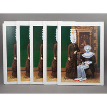 Load image into Gallery viewer, Set of 5 Vintage Peter Paone Fine Art Halloween Blank Greeting Card - Artist and His Muse in Clown Costumes - Collage and Paint on Victorian Photograph
