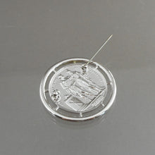 Load image into Gallery viewer, Vintage Monet Napoleon and Josephine Brooch - Silver Tone French Coin Replica - Circa 1970 - Signed Designer Pin - Estate Jewelry Collection