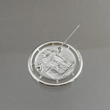 Load image into Gallery viewer, Vintage Monet Napoleon and Josephine Brooch - Silver Tone French Coin Replica - Circa 1970 - Signed Designer Pin - Estate Jewelry Collection