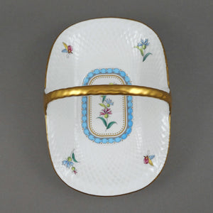 Spode Trapnell Sprays Basket Gold Handle Trinket Candy Dish - Vintage English Fine Bone China - Circa 1990, Pattern Retired 2004 - Flowers and Butterflies