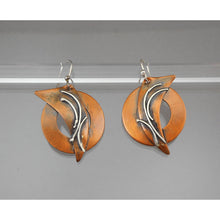 Load image into Gallery viewer, Regina Marie Artisan Mixed Metals Dangle Earrings - Handmade in USA of Copper and Sterling Silver - Wires for Pierced Ears - Signed American Jewelry - Statement Pieces - Fine Estate Jewelry Collection