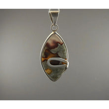 Load image into Gallery viewer, Vtg Jasper w Agate Sterling Silver Pendant Natural Gemstone Brown Green White