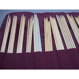 Brittany Knitting Needle Set with Roll Up Fabric Case Lot of 75, Wood, Bamboo, Nylon, Double Point