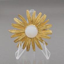Load image into Gallery viewer, Large Vintage Mid Century German Glass and Sterling Silver Vermeil Flower Brooch - Gold Plated MCM Pin  - Made in Germany