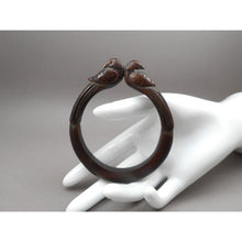 Load image into Gallery viewer, Antique or Vintage Hand Carved Wood Bird Bangle Bracelet Handmade Ethnic Animal Figural Jewelry