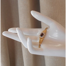 Load image into Gallery viewer, Vintage Faux Ruby Herringbone Chain Bracelet - 7 1/2&quot; - Gold Tone with Red and Clear Crystals