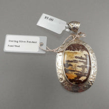 Load image into Gallery viewer, Starborn Fossil Wood Stone Jasper Sterling Silver Pendant w Tag Natural Gemstone