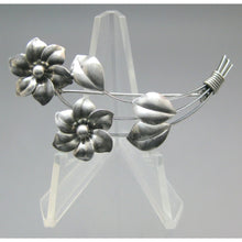Load image into Gallery viewer, Vintage circa 1940 / 1950 Harry S Bick Sterling Silver Brooch - Mid Century Modern Flower Design Pin - Signed Fine Estate Jewelry