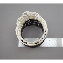 Load image into Gallery viewer, Pair of Nervous System Wave Bangle Bracelets - 3D Printed Nylon - Black and White - Medium Size