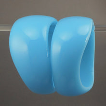Load image into Gallery viewer, Pair of Vintage 1980s Signed Ben Amun Wave Design Bracelets - Blue Opaque Lucite Resin Plastic - Large Chunky Bangles