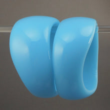 Load image into Gallery viewer, Pair of Vintage 1980s Signed Ben Amun Wave Design Bracelets - Blue Opaque Lucite Resin Plastic - Large Chunky Bangles