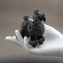 Load image into Gallery viewer, Vintage 1950s Black and White Ceramic Spaghetti Poodle Dog Figurine