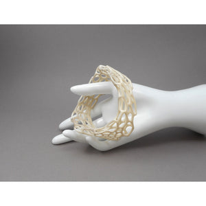 Pair of Nervous System Wave Bangle Bracelets - 3D Printed Nylon - Black and White - Medium Size