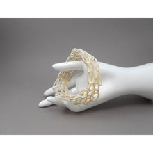 Load image into Gallery viewer, Pair of Nervous System Wave Bangle Bracelets - 3D Printed Nylon - Black and White - Medium Size
