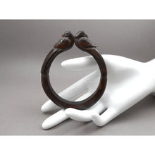 Load image into Gallery viewer, Antique or Vintage Hand Carved Wood Bird Bangle Bracelet Handmade Ethnic Animal Figural Jewelry
