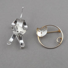 Load image into Gallery viewer, 2 Vintage Mid Century Beau Sterling Silver Cat Pins Brooches - Figural Animal Jewelry