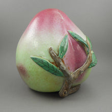 Load image into Gallery viewer, Large Antique Chinese Qing Porcelain Altar Fruit Pink and Green Pear or Peach - 19th Century Export Pottery Temple Offering
