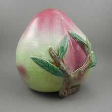 Load image into Gallery viewer, Large Antique Chinese Qing Porcelain Altar Fruit Pink and Green Pear or Peach - 19th Century Export Pottery Temple Offering