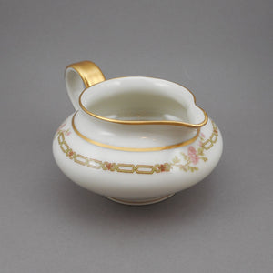 Excellent Theodore Haviland Limoges France China Creamer - Schleiger 635 Pattern - Pink Rose Flowers, Gold on White - French Porcelain - Mint Estate Condition