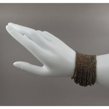 Load image into Gallery viewer, Vintage Artisan Hand Crafted Peyote Stitch Bead Bracelet - Bronze Brown Glass Seed Microbeads - Handmade Estate Jewelry