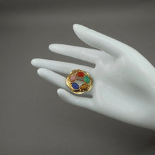 Load image into Gallery viewer, Excellent Vintage 12K Gold Filled Genuine Gemstone Egyptian Revival Brooch - circa 1960 by Burt Cassell - Scarab Pin with Semiprecious Stones - Tiger's Eye, Blue and Green Chalcedony, Rhodolite and Carnelian