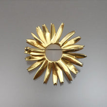 Load image into Gallery viewer, Large Vintage Mid Century German Glass and Sterling Silver Vermeil Flower Brooch - Gold Plated MCM Pin  - Made in Germany