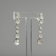 Load image into Gallery viewer, Pristine Vintage 1970s German Rhinestone Dangle Earrings - Silver Tone Pierced Post - Signed West Germany