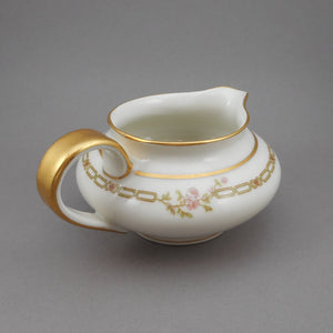 Excellent Theodore Haviland Limoges France China Creamer - Schleiger 635 Pattern - Pink Rose Flowers, Gold on White - French Porcelain - Mint Estate Condition
