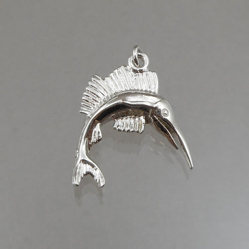 Vintage Fish Bracelet Charm or Pendant - Sterling Silver - Marlin, Sailfish, Swordfish
