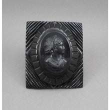 Load image into Gallery viewer, Large Vintage 1930s / 1940s Carved Black Bakelite Cameo Brooch - Victorian Revival Mourning Jewelry