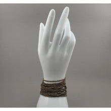Load image into Gallery viewer, Vintage Artisan Hand Crafted Peyote Stitch Bead Bracelet - Bronze Brown Glass Seed Microbeads - Handmade Estate Jewelry
