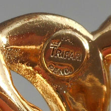 Load image into Gallery viewer, Excellent Vintage 1954 Signed Crown Trifari Brooch Pin - Trade Winds Jewelry Collection by Alfred Philippe - "Trifanium" Gold Tone, Rhinestones, Faux Pearls