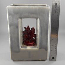 Load image into Gallery viewer, Vintage Circa 1950 McCoy Arcature Bird Vase - Gray and Maroon - Mid Century Modern Era - American Art Pottery, Made in USA