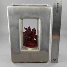 Load image into Gallery viewer, Vintage Circa 1950 McCoy Arcature Bird Vase - Gray and Maroon - Mid Century Modern Era - American Art Pottery, Made in USA