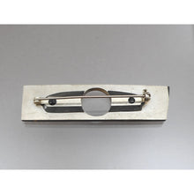 Load image into Gallery viewer, Vintage Handmade Eileen Sutton Mid Hole Bar Pin - US Artisan Studio Jewelry Brooch - C 1990 Post Modern Style - Silver Black White Green Resin