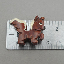 Load image into Gallery viewer, Vintage Handmade Skunk Brooch Lapel Pin - Hand Carved and Painted Wood - Folk Art Jewelry