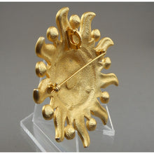 Load image into Gallery viewer, Vintage Kirks Folly One Love Sun Face Brooch / Enhancer Pendant - Gold Tone Rhinestone Pin - Signed Designer Jewelry