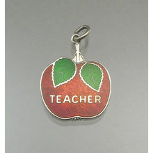 Load image into Gallery viewer, Vintage Apple Bracelet Charm or Pendant - Sterling Silver, Red &amp; Green Enamel - Teacher's Gift