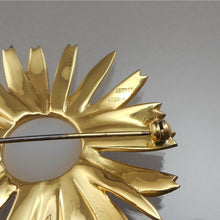 Load image into Gallery viewer, Large Vintage Mid Century German Glass and Sterling Silver Vermeil Flower Brooch - Gold Plated MCM Pin  - Made in Germany