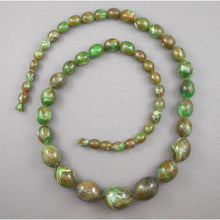 Load image into Gallery viewer, Long Vintage Green Marble Graduated Bead Necklace Old Swirl Plastic Opera Length