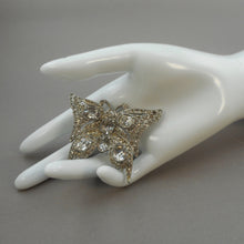 Load image into Gallery viewer, Large Vintage Art Deco Era Butterfly Dress Clip Brooch - Rhinestones Paste - Silver Pot Metal Setting