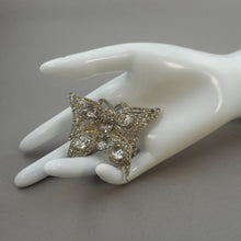 Load image into Gallery viewer, Large Vintage Art Deco Era Butterfly Dress Clip Brooch - Rhinestones Paste - Silver Pot Metal Setting