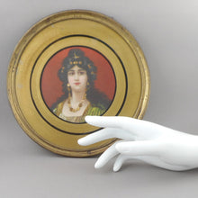 Load image into Gallery viewer, Antique Framed Reverse Painted Glass Chimney Flue Cover - Victorian Era Art Print Wall Hanging - Portrait of a Gypsy Woman