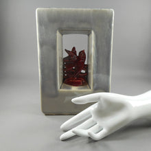 Load image into Gallery viewer, Vintage Circa 1950 McCoy Arcature Bird Vase - Gray and Maroon - Mid Century Modern Era - American Art Pottery, Made in USA